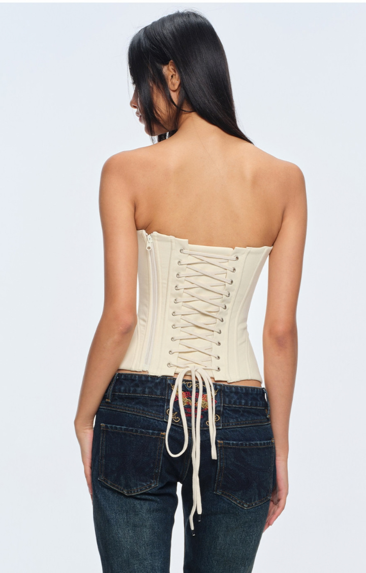 SILENT COMMAND LACE-UP CORSET TOP IN HALO