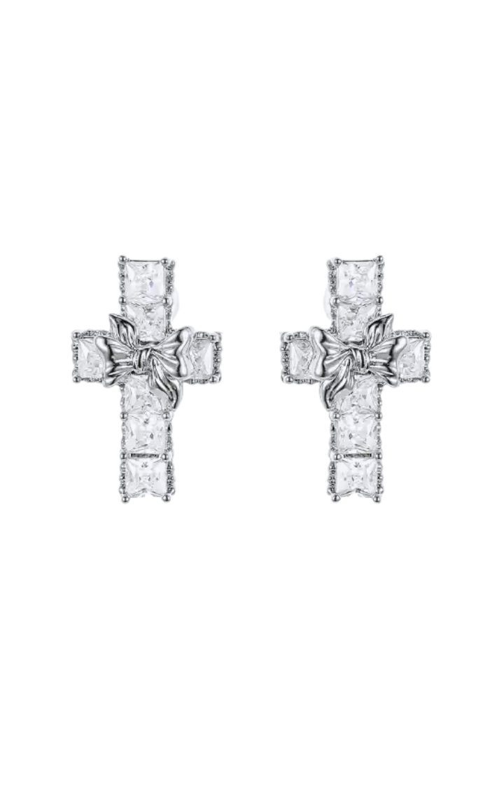 SILENT SIN CROSS STUD EARRINGS