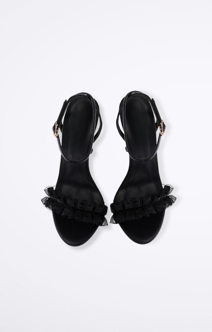 FRILL WHISPER HEELS BLACK