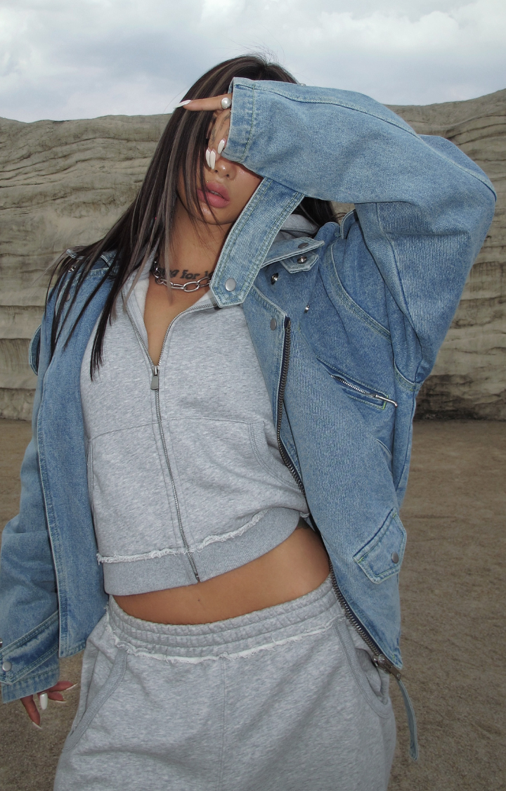 HEAVYWEIGHT WASHED VINTAGE BLUE DENIM JACKET