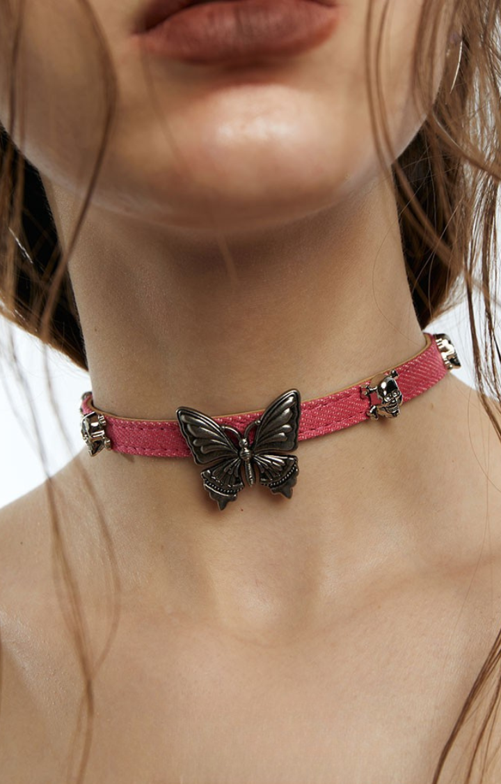DOPAMINE BUTTERFLY DENIM CHOKER – DARK SERIES