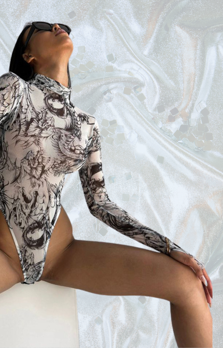 PSYCHEPRINT MESH BODYSUIT