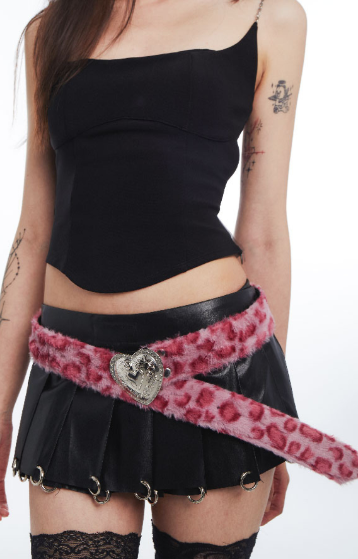 HEART SNATCHER LEOPARD BELT SET (W/ PLUSH HEART BUCKLE)