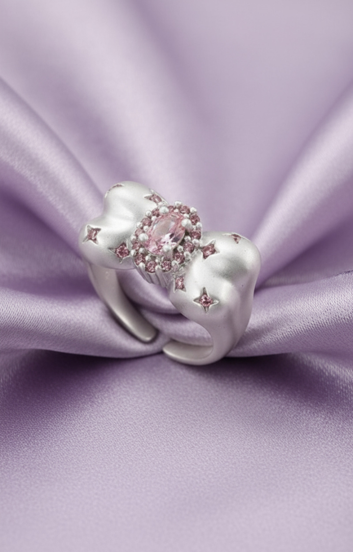 PINK RHINESTONE BOW RING