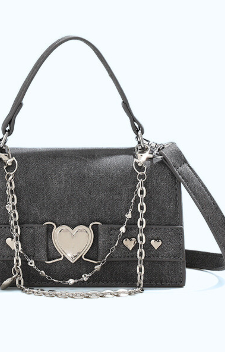 LOCKED HEART CRUSH SHOULDER BAG