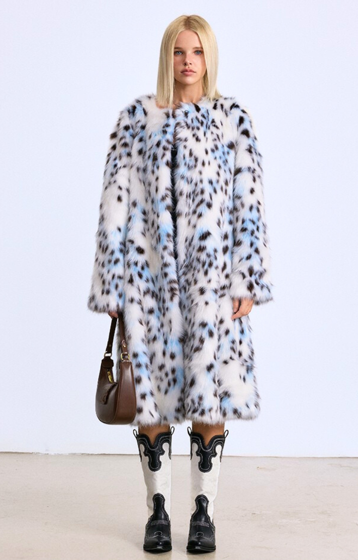 ARCTIC LEOPARD FAUX FUR COAT