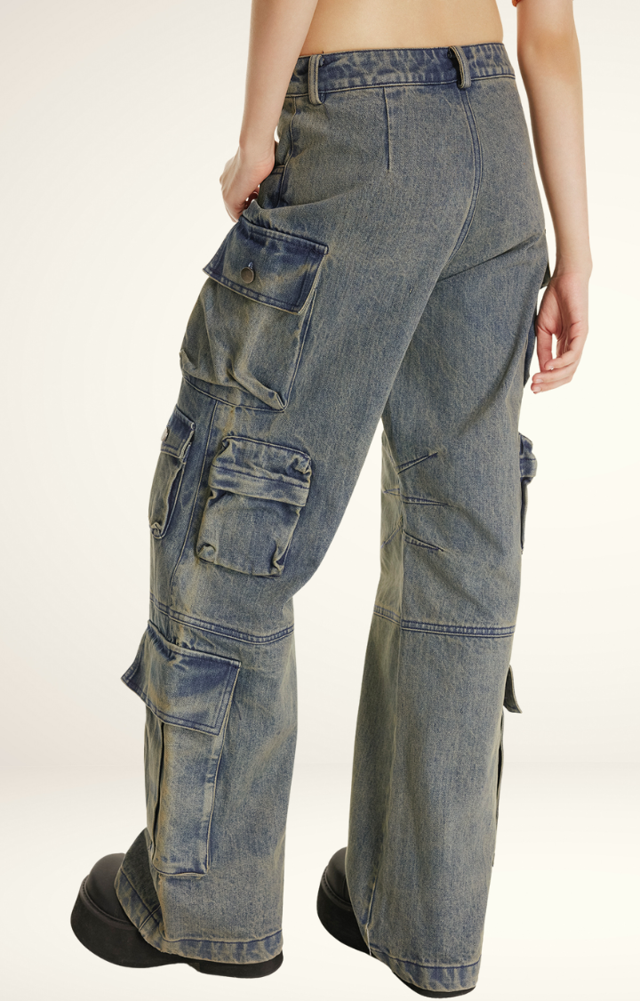 MIDNIGHT UTILITY MULTI-POCKET WASHED JEANS