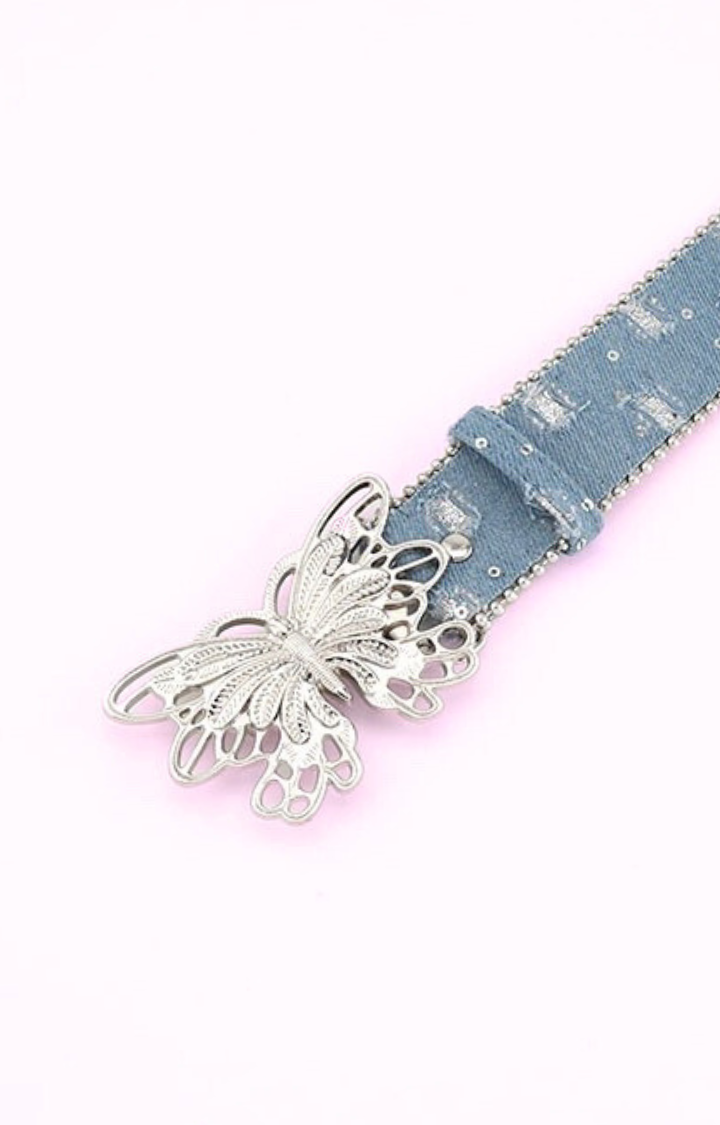 STARDUST FLIGHT DENIM BELT  BUTTERFLY BUCKLE
