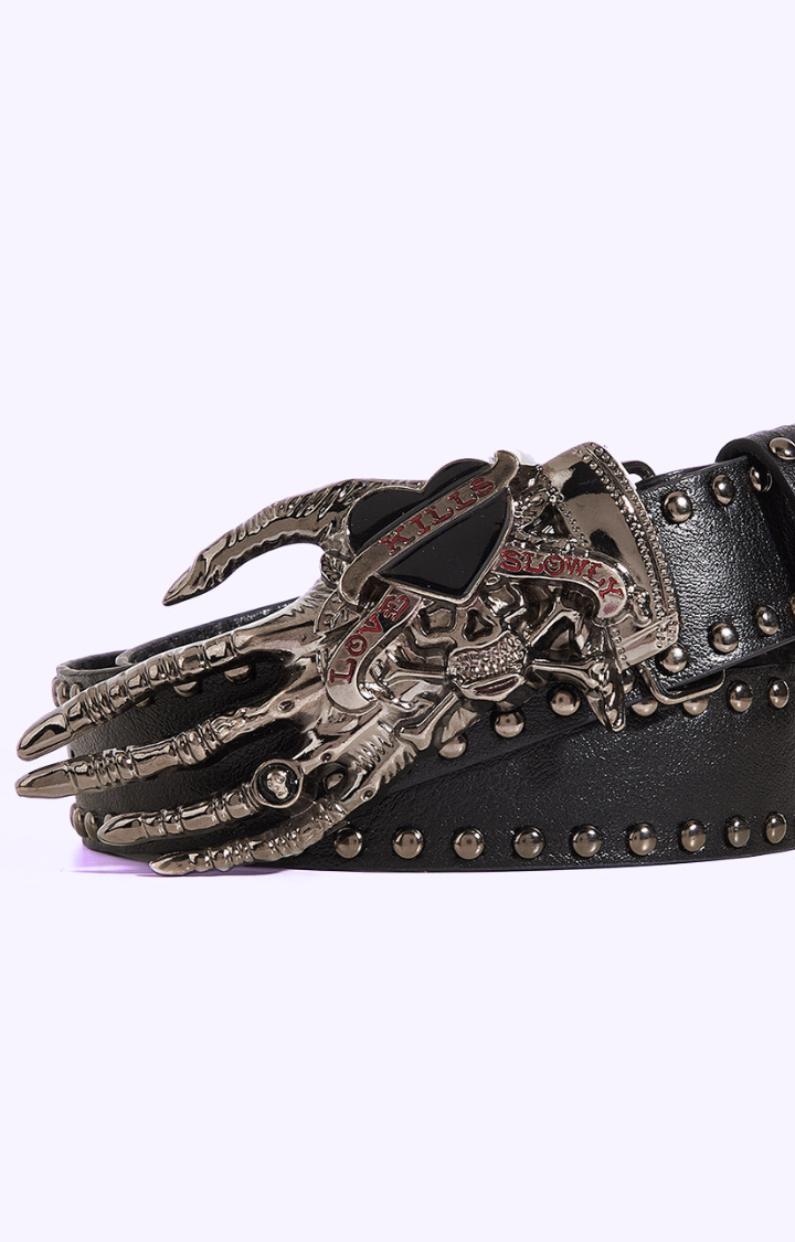 DEADLY VALENTINE STUDDED BELT WITH CLAW BUCKLE