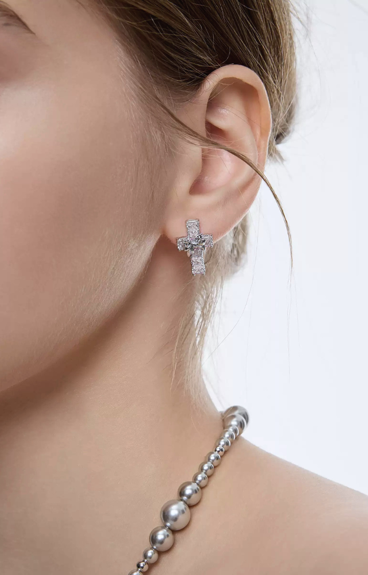 SILENT SIN CROSS STUD EARRINGS