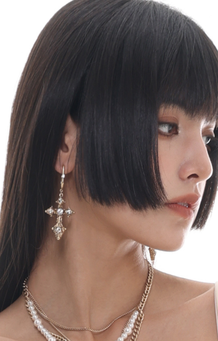 SAINT TEARS CROSS EARRINGS – BLESSED GOLD