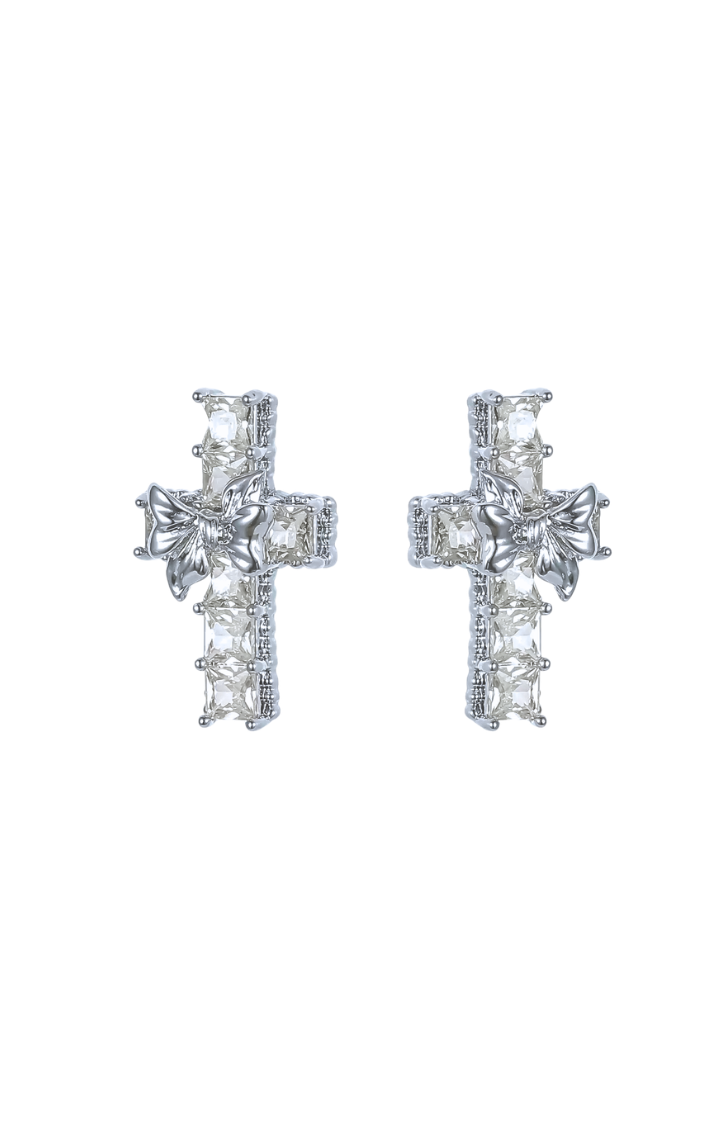 SILENT SIN CROSS STUD EARRINGS