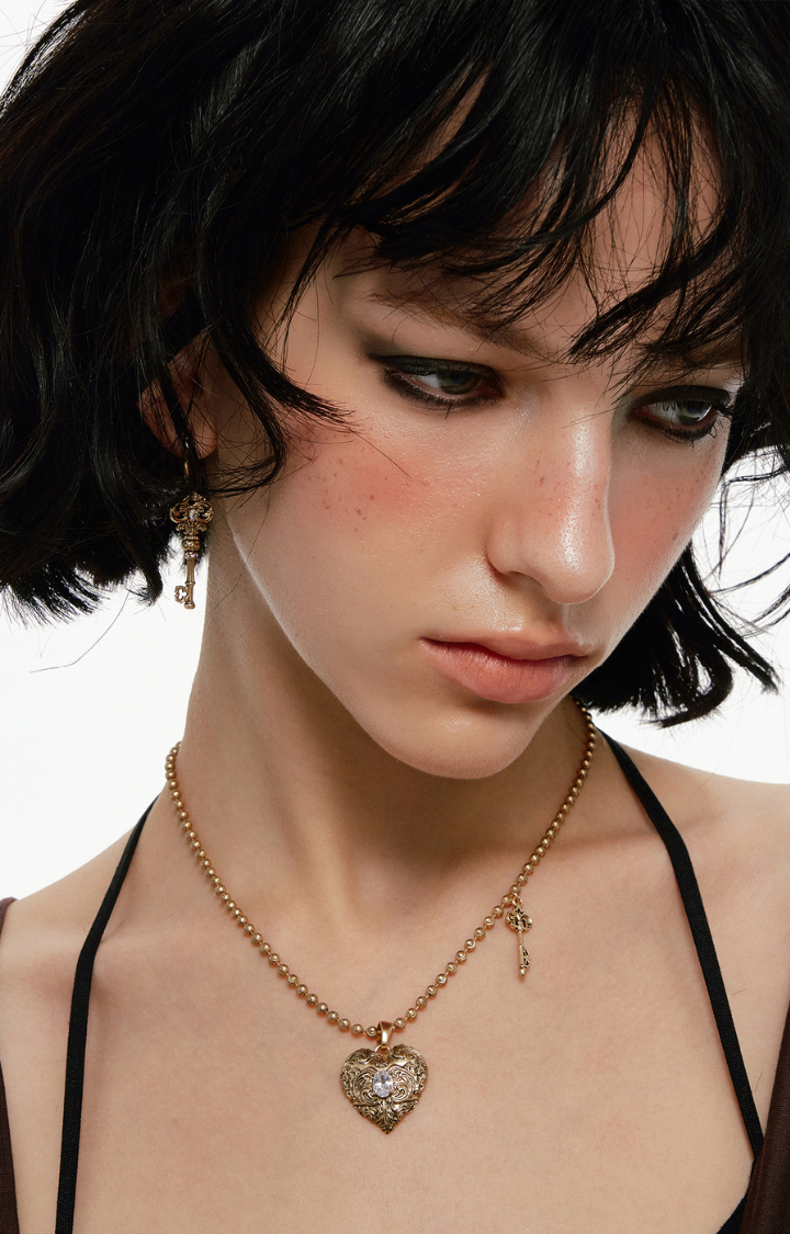 LOCKED HEART CHARM NECKLACE