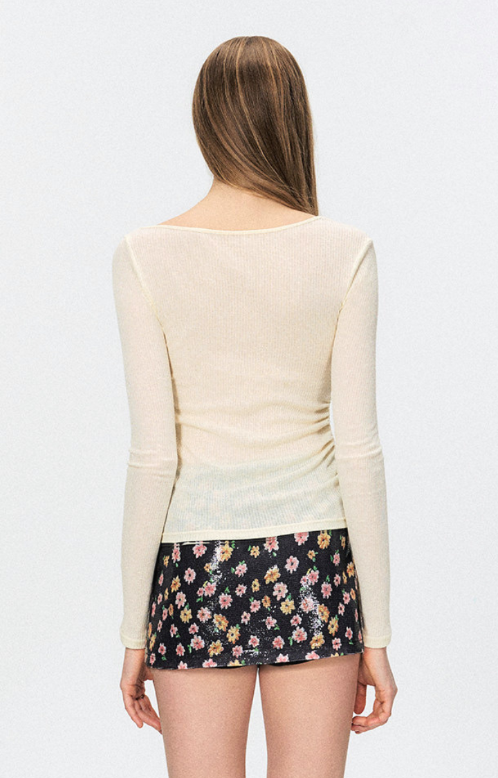 BUTTER VEIL CUTOUT LONG SLEEVE TOP