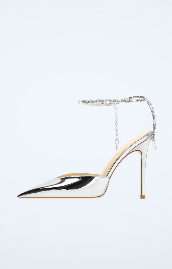 GLOSS TRAP HEELS – SILVER CHAIN