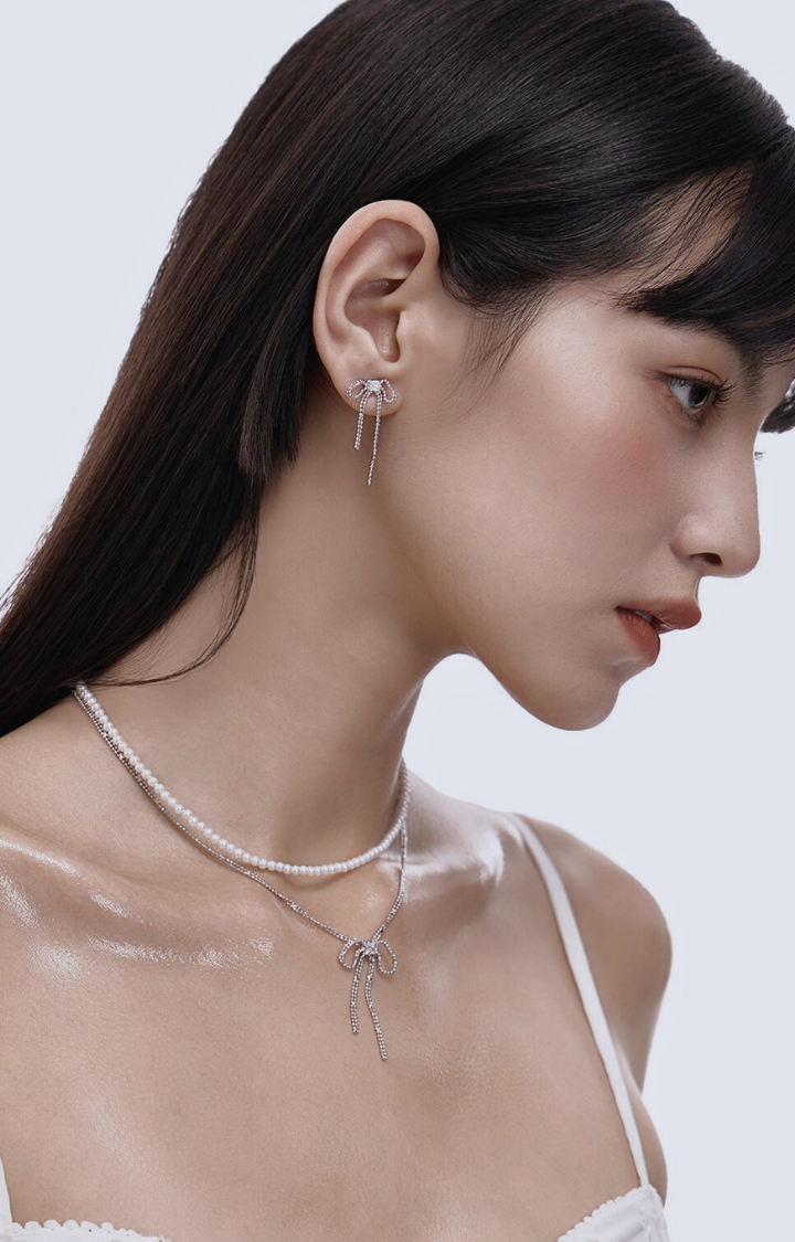 ICE RIBBON DOUBLE CHAIN NECKLACE