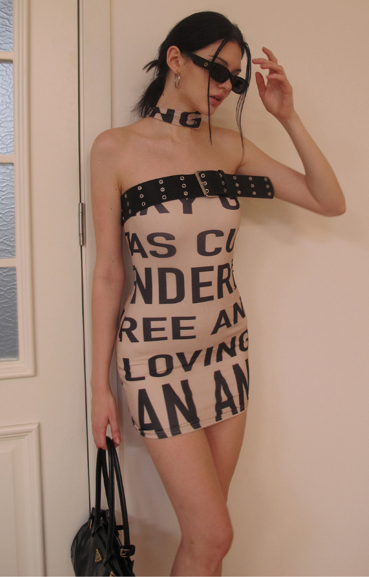 BRAT CODE STRAPLESS BODYCON DRESS