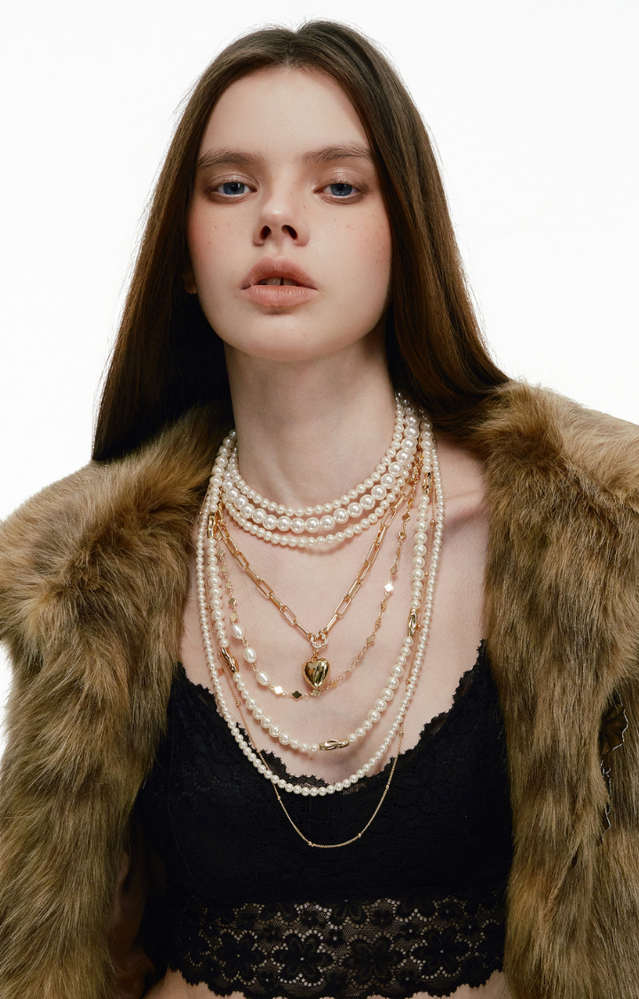 VENOMETTE PEARL HEART LAYERED NECKLACE