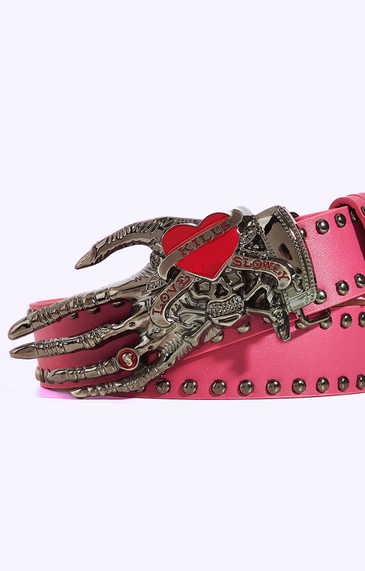 DEADLY VALENTINE STUDDED BELT WITH CLAW BUCKLE