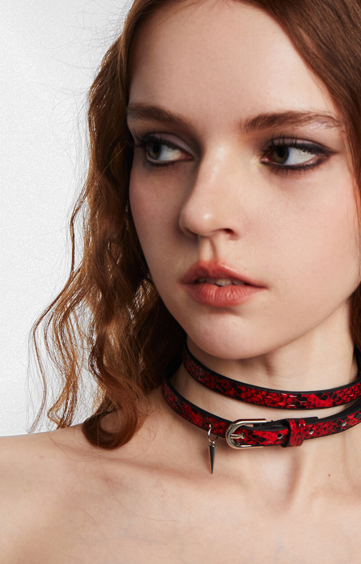 DARK RED SNAKE DOUBLE-LAYER CHOKER - GOTHIC REBEL EDITION