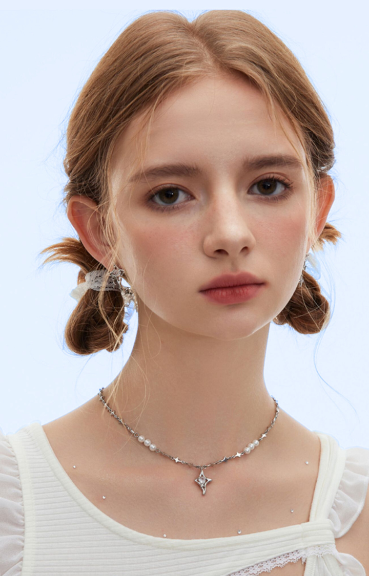 GLASS STAR ORBIT SET (EARRINGS/NECKLACE)