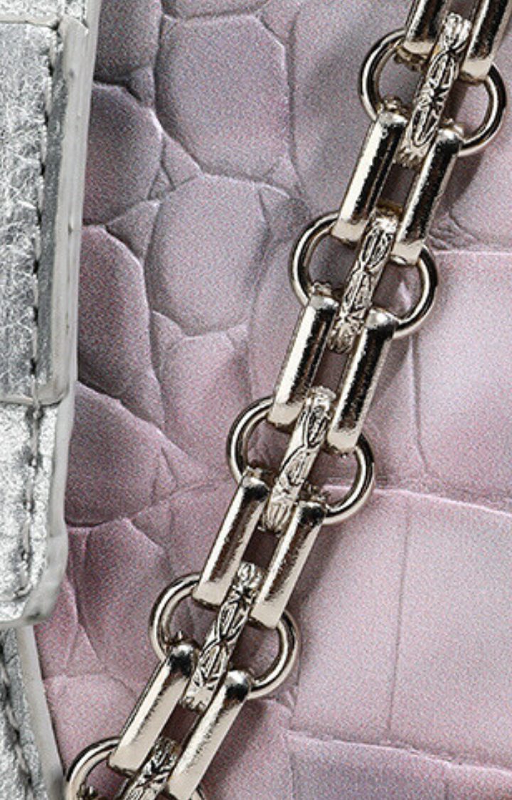 HEART LOCK CHAIN SHOULDER BAG - MISTY BLUSH