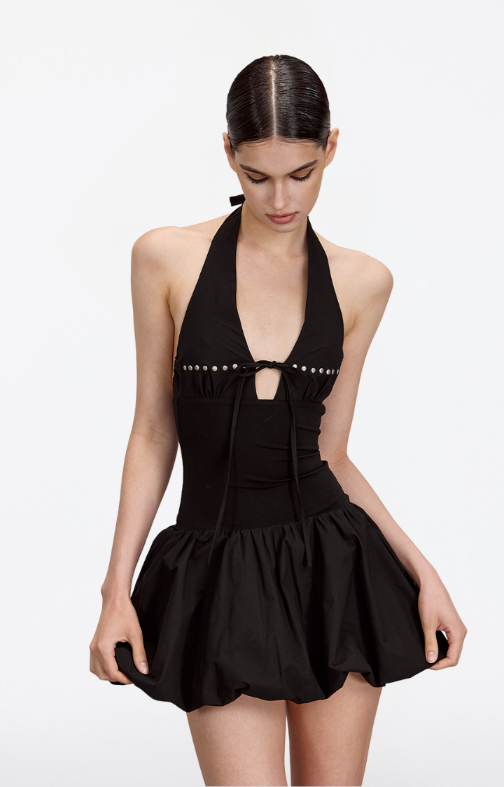HALO CUTOUT BUBBLE MINI DRESS