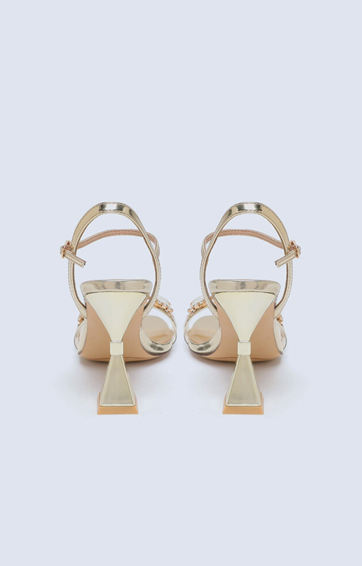 GILDED PRISM CRYSTAL SANDALS IN CHAMPAGNE BLAZE