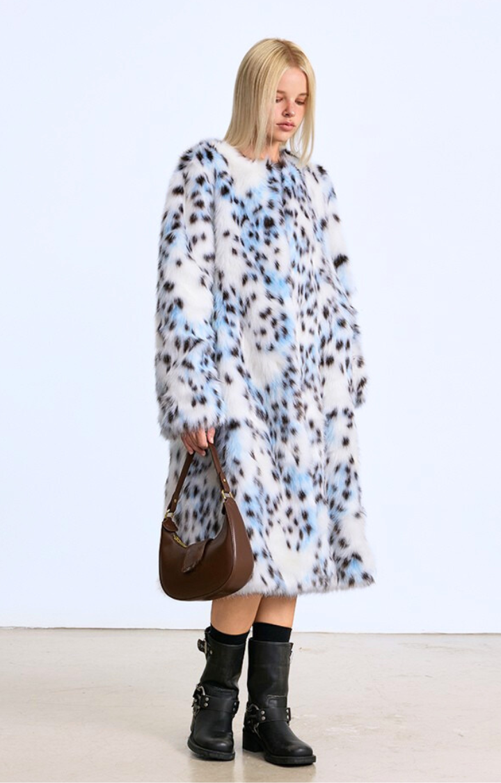 ARCTIC LEOPARD FAUX FUR COAT