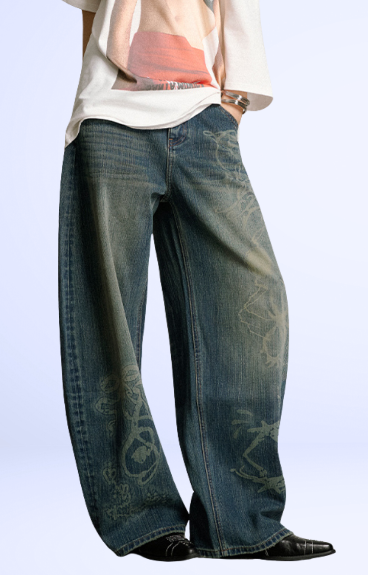 REBEL HOUR RETRO WASHED WIDE-LEG JEANS