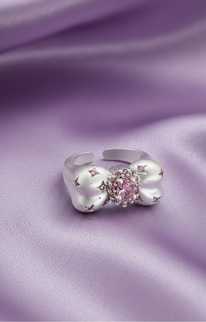 PINK RHINESTONE BOW RING