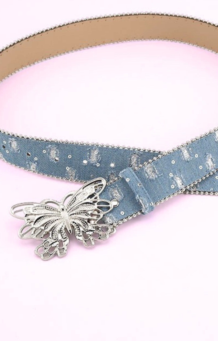 STARDUST FLIGHT DENIM BELT  BUTTERFLY BUCKLE