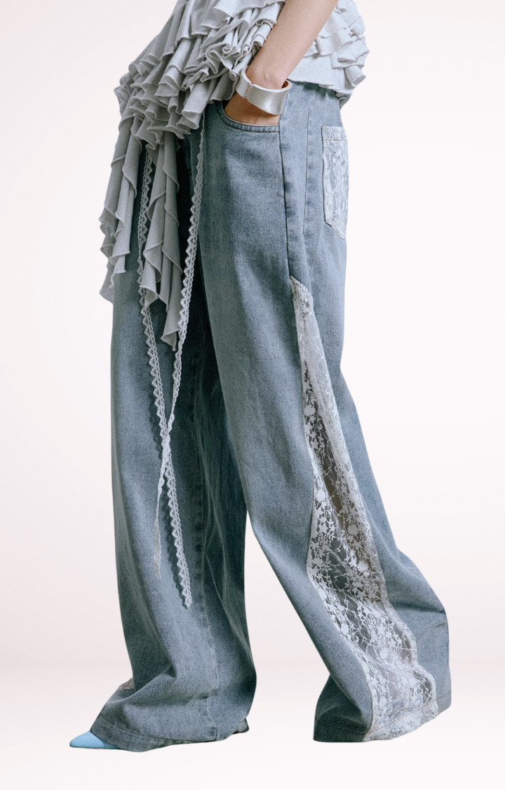 LACE VENOM WIDE-LEG JEANS