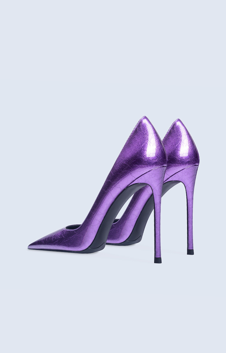 PURPLE STRIKE PATENT STILETTOS