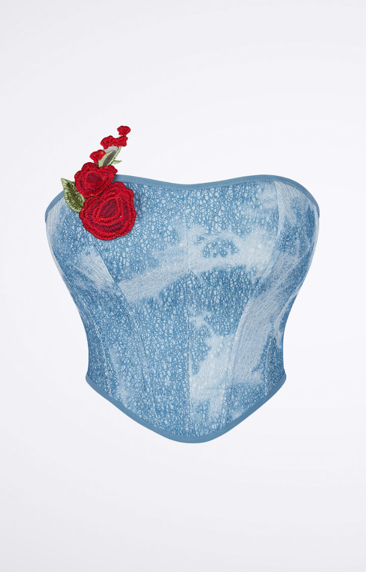 ROSE SHOT DENIM CORSET TOP