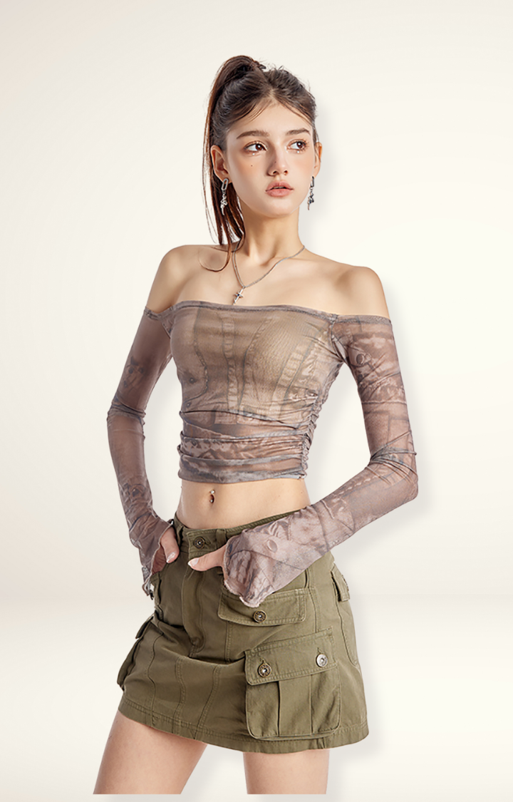ASH TATTOO OFF-SHOULDER TOP