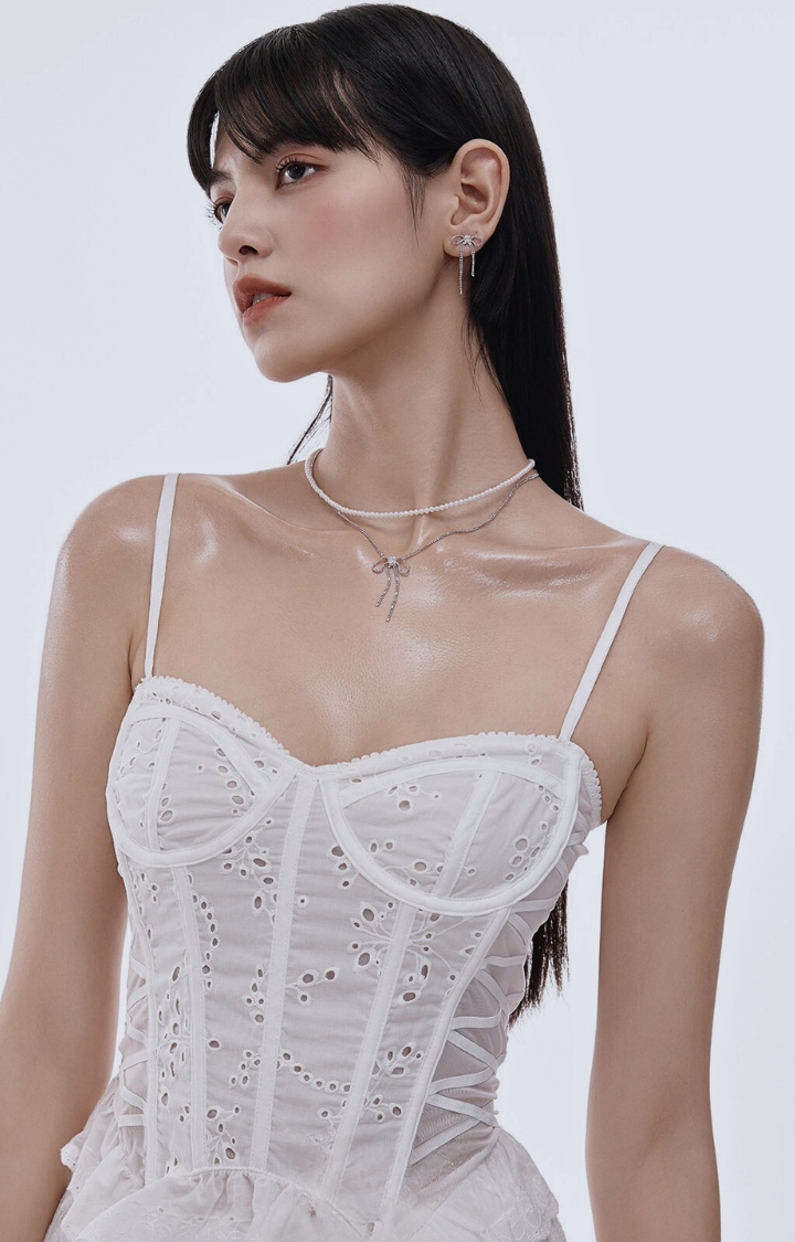 ICE RIBBON DOUBLE CHAIN NECKLACE