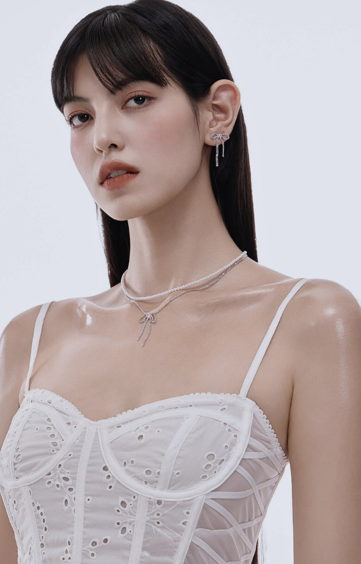 ICE RIBBON DOUBLE CHAIN NECKLACE