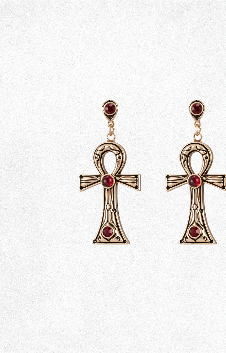 ANKH BLOOD DROP EARRINGS