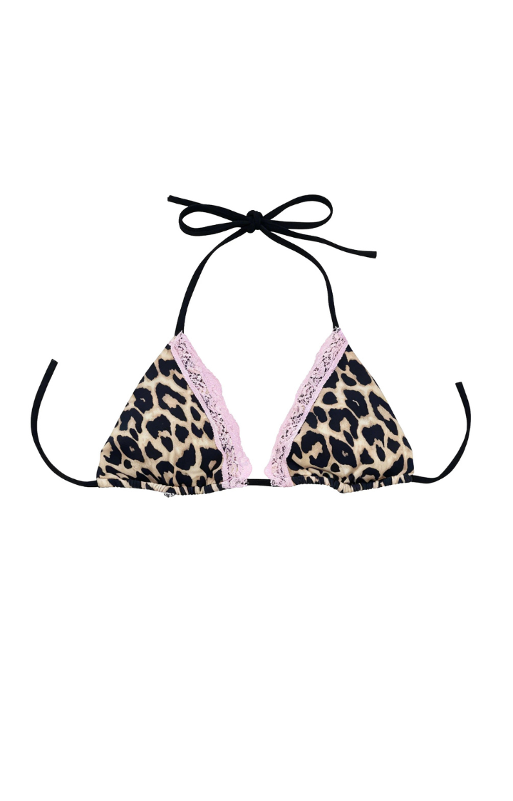 WILD ALIBI LEOPARD TRIANGLE BRA TOP