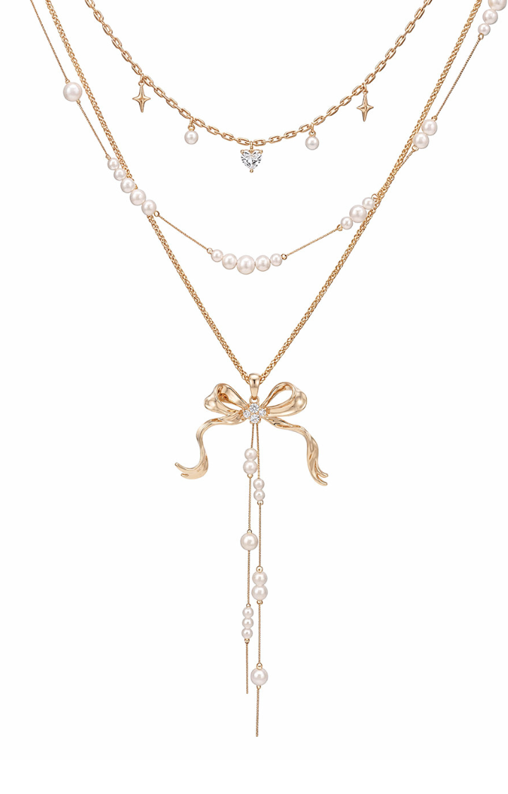 BROKEN PEARL RIBBON NECKLACE