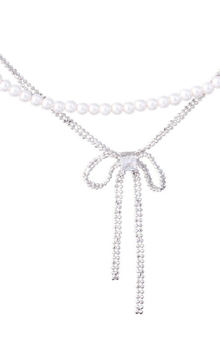 ICE RIBBON DOUBLE CHAIN NECKLACE
