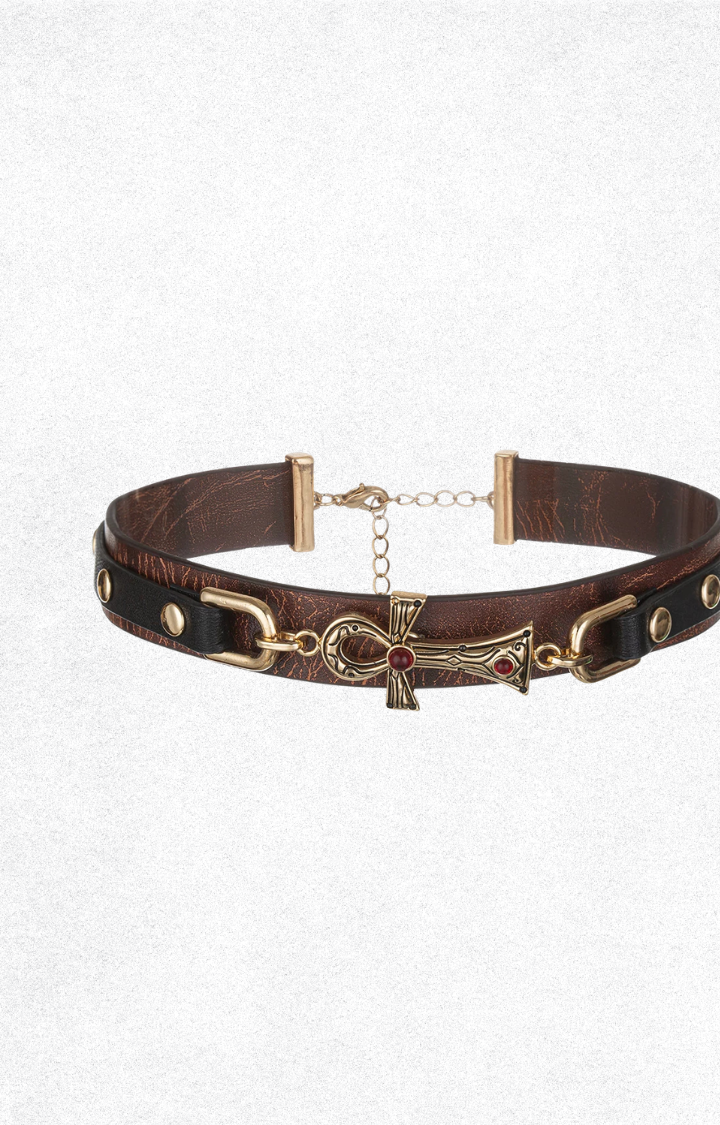 ANKH LEATHER RITUAL CHOKER