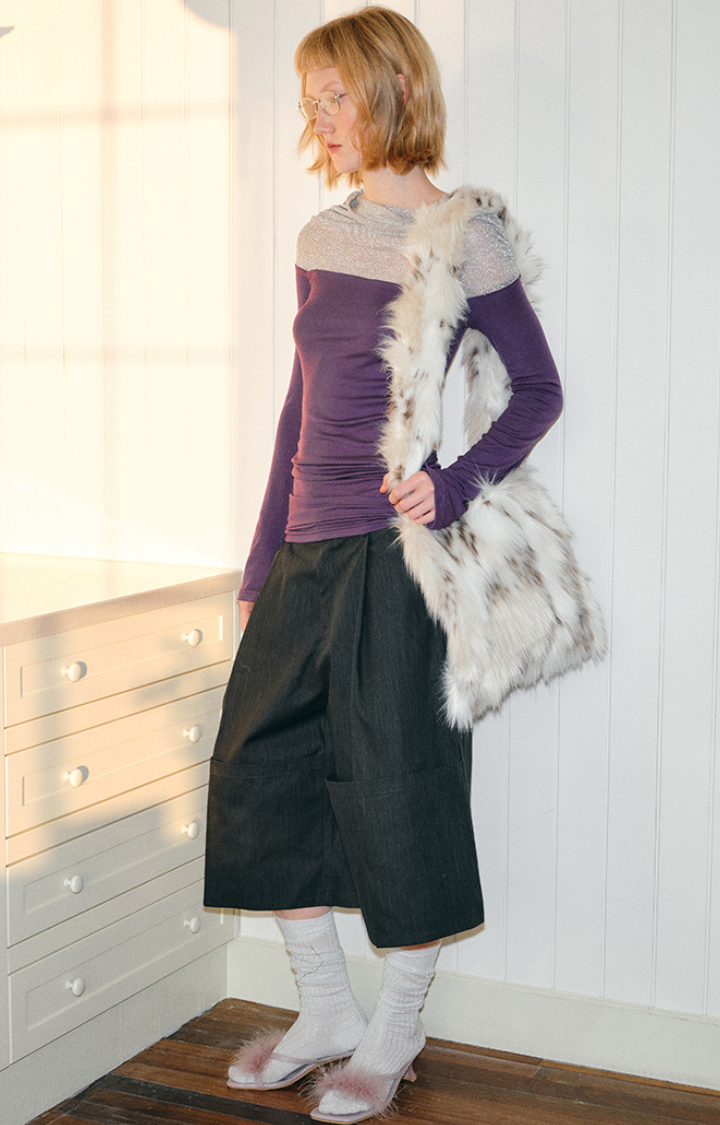 FAUX FUR CLOUD TOTE IN VANILLA MIST