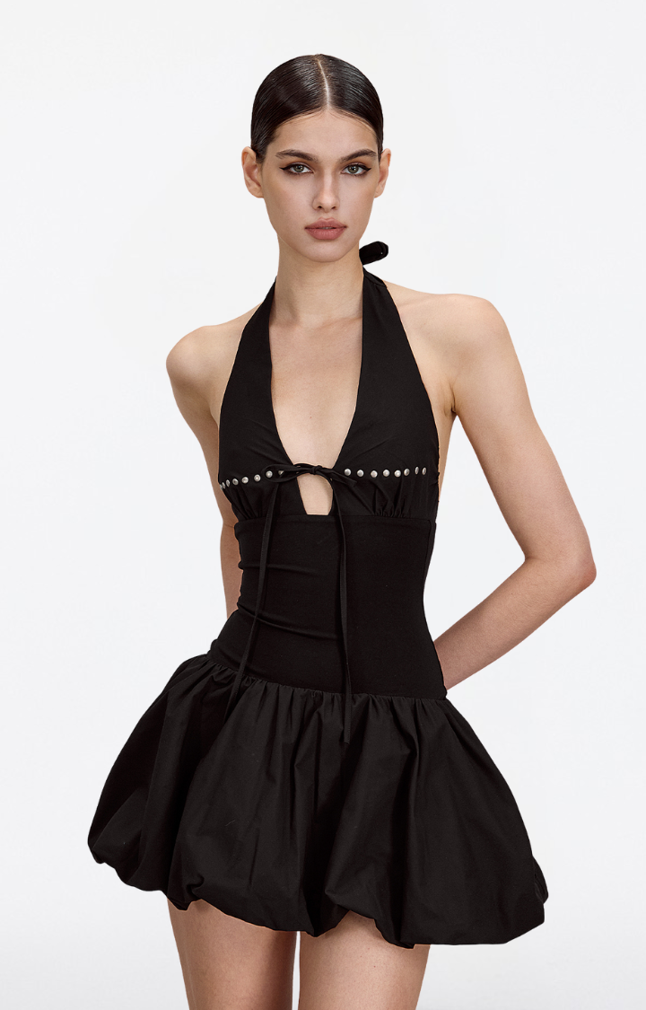 HALO CUTOUT BUBBLE MINI DRESS
