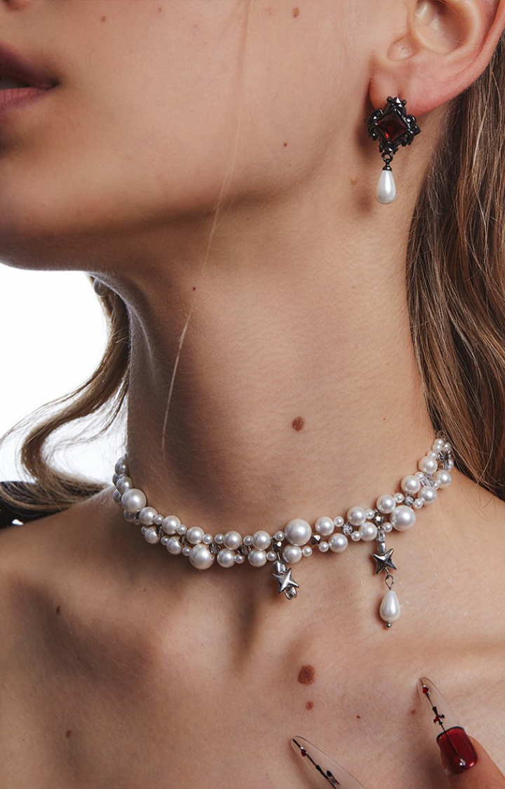 MIDNIGHT GARDENIA PEARL CHOKER