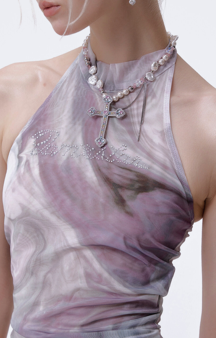 VOTIVE PEARL CROSS NECKLACE