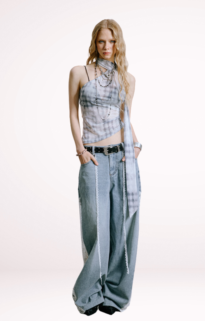 LACE VENOM WIDE-LEG JEANS