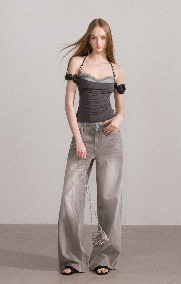 FROST LACE MIRAGE HALTER TOP IN SHADOW ORCHID SMOKE