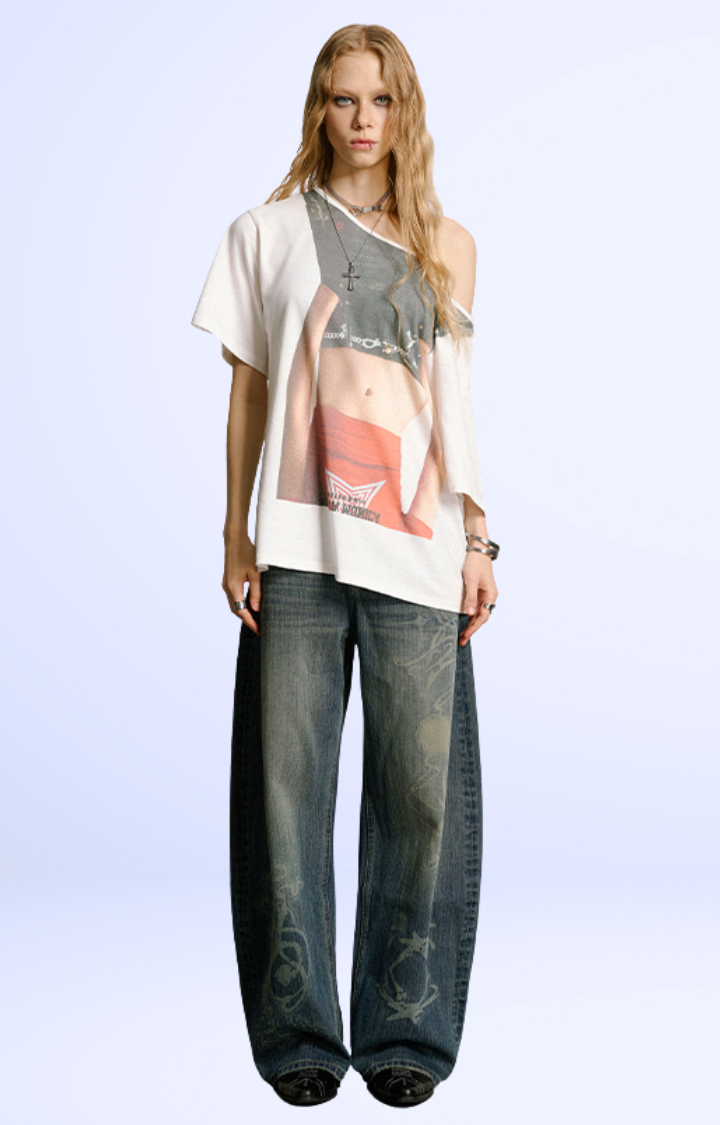 REBEL HOUR RETRO WASHED WIDE-LEG JEANS